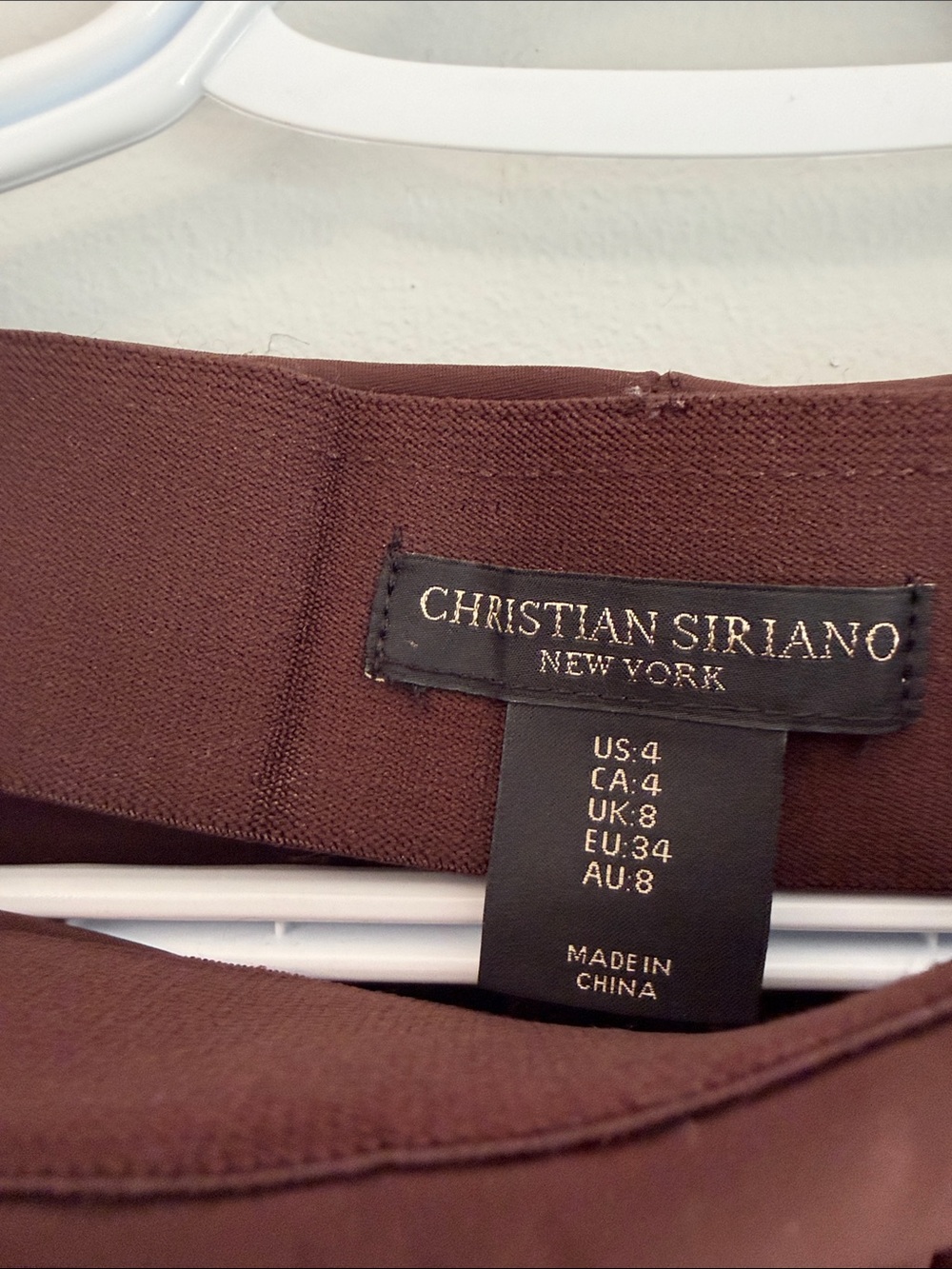 Christian Siriano Brown Dress with Gold Logo Tag